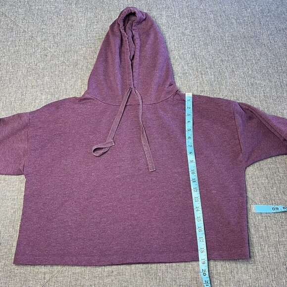 Z By Zella Cropped Hoodie M Purple Sweatshirt Pullover Loose Fit Boxy Blank - Picture 3 of 7